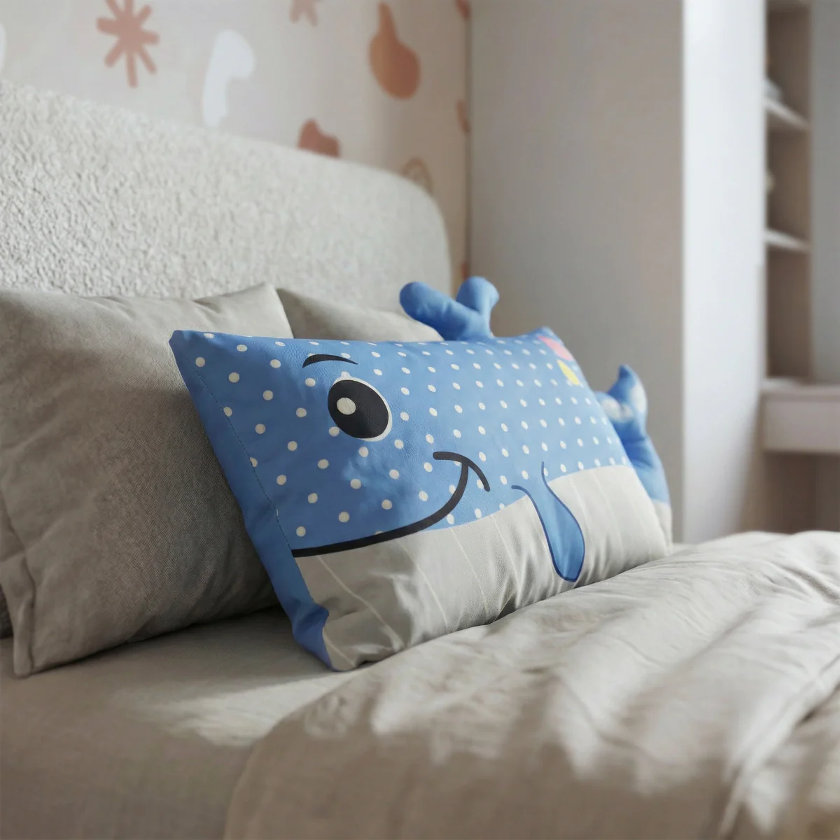 Kinderkissen Wally Wal - Blau/Grau - Image 5