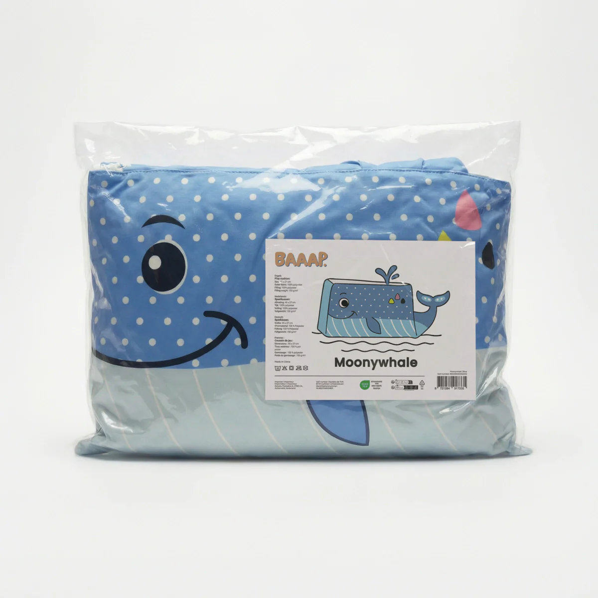 Kinderkissen Wally Wal - Blau/Grau - Image 7