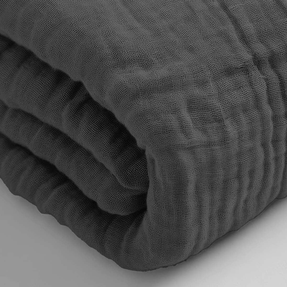 Musselin Spannbettlaken - Anthracite - Image 3