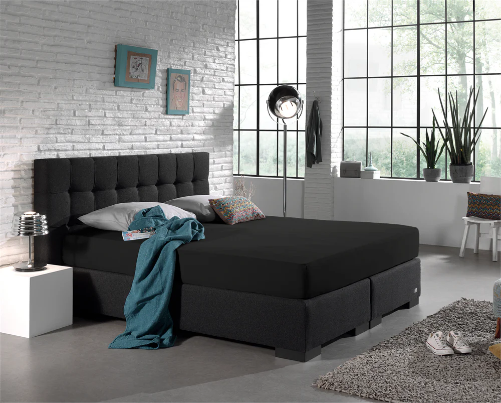 Spannbetttuch Doppel Jersey Schwarz