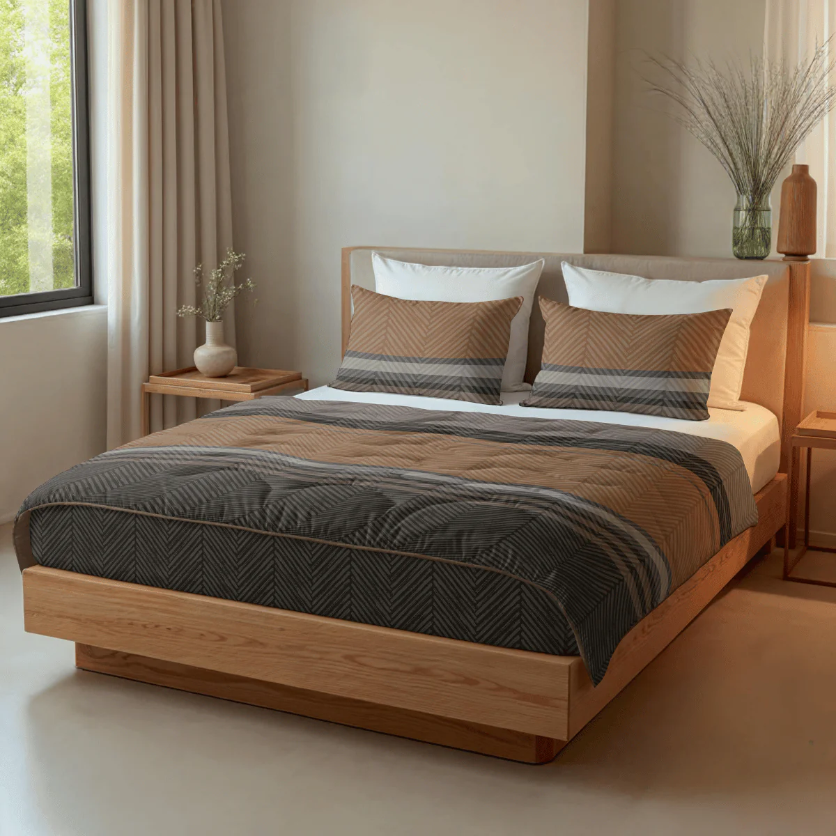 Zelesta Comfort Design Bettdecke – Braune Streifen - Image 3
