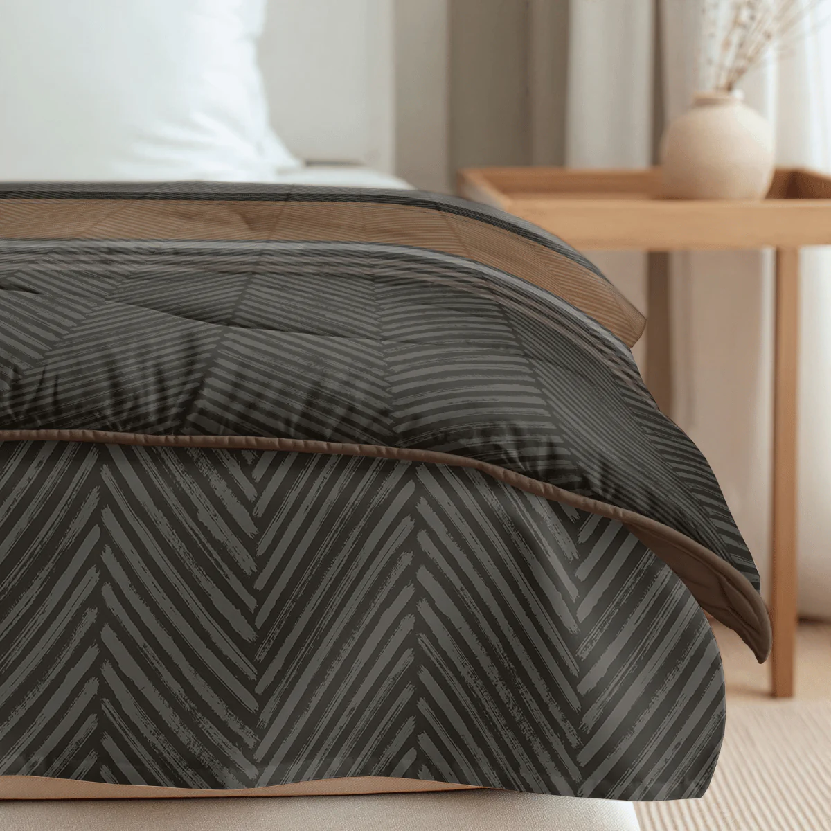 Zelesta Comfort Design Bettdecke – Braune Streifen - Image 9