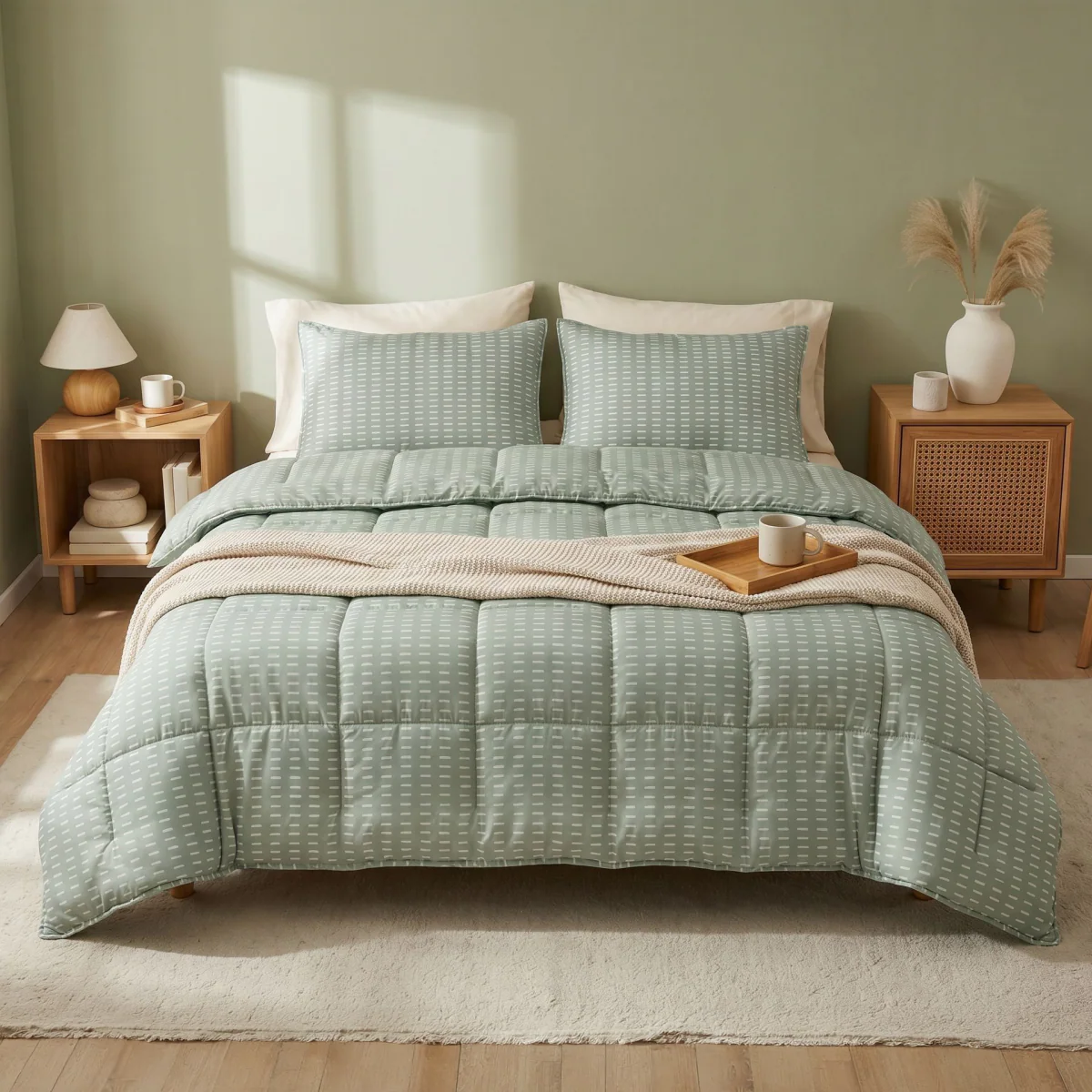 Zelesta Comfort Design Sommerbettdecke - Olive Stitches - Image 2
