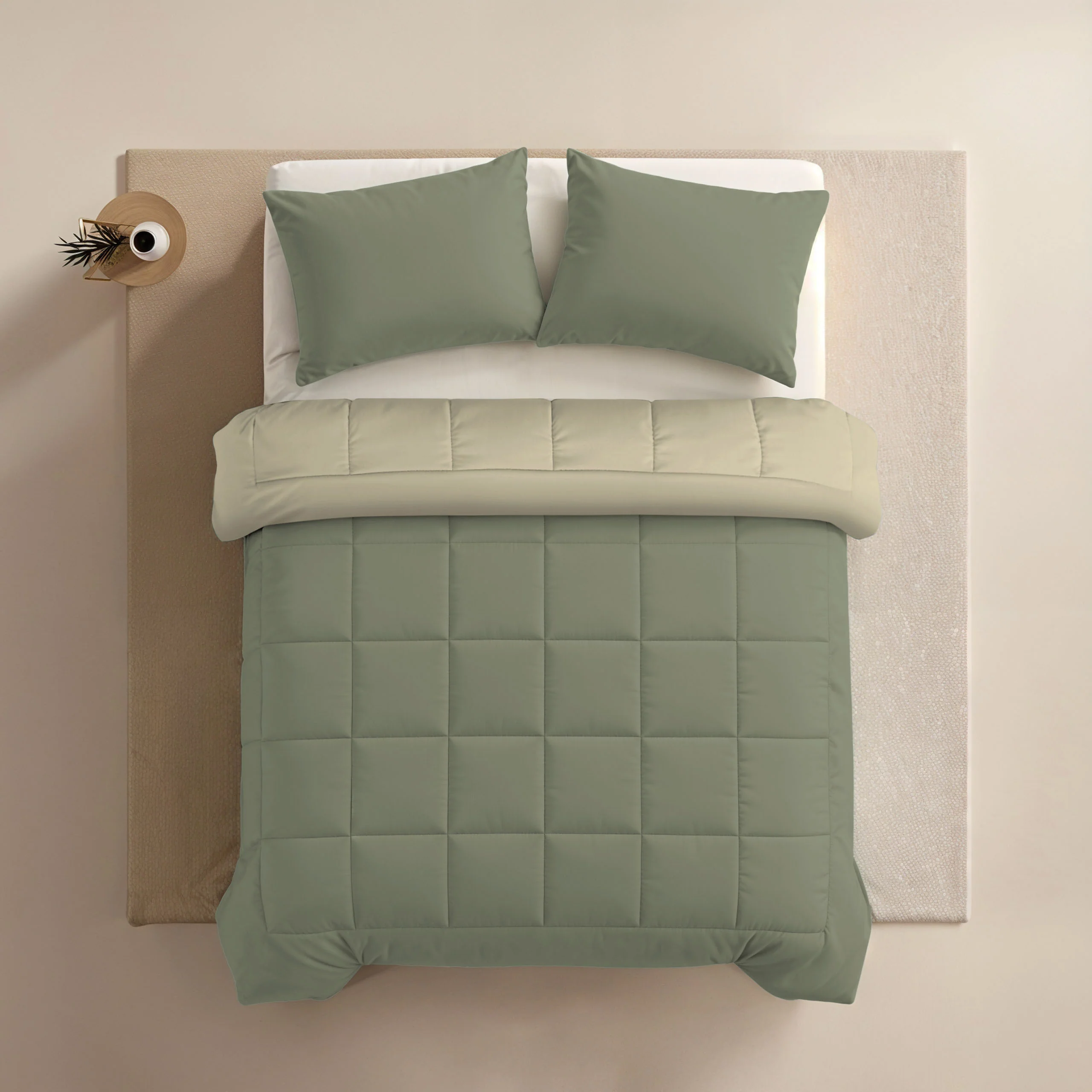 Zelesta Comfort Duo Bettdecke - Olivgrün & Creme - Image 4