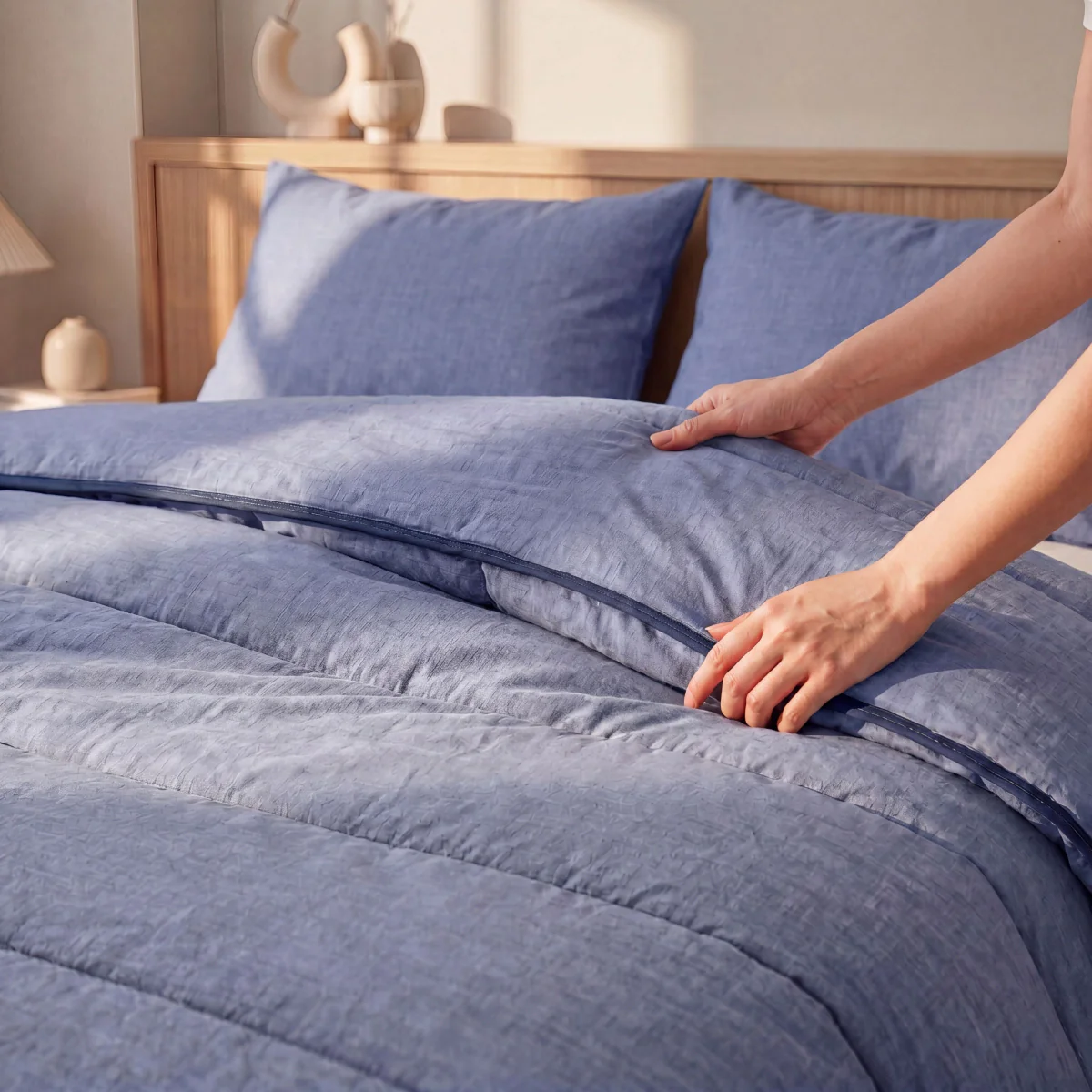 Zelesta Comfort Structur Sommerbettdecke - Denim - Image 2