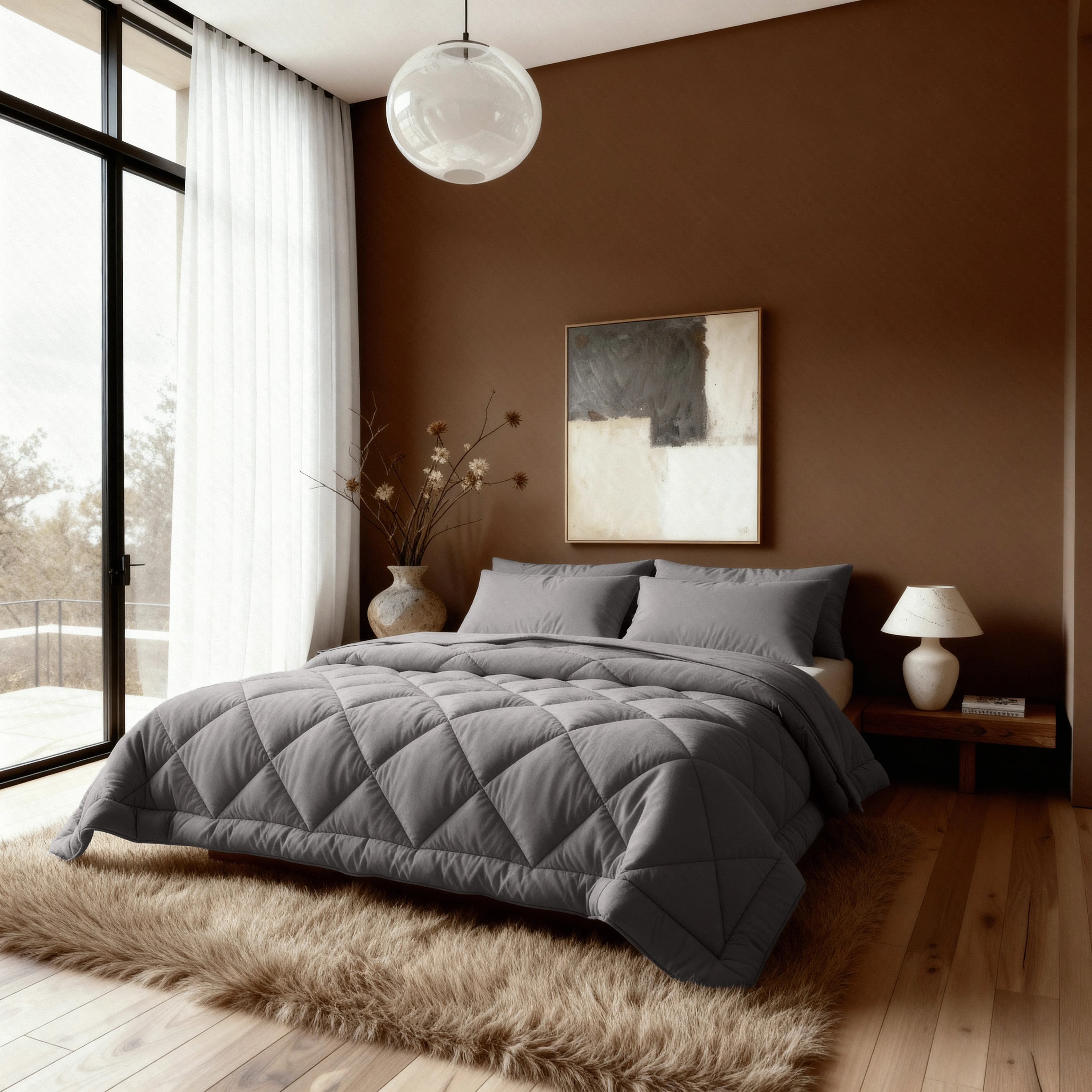 Zelesta Comfort Uni Diamond Bettdecke – Braun-Grau - Image 3