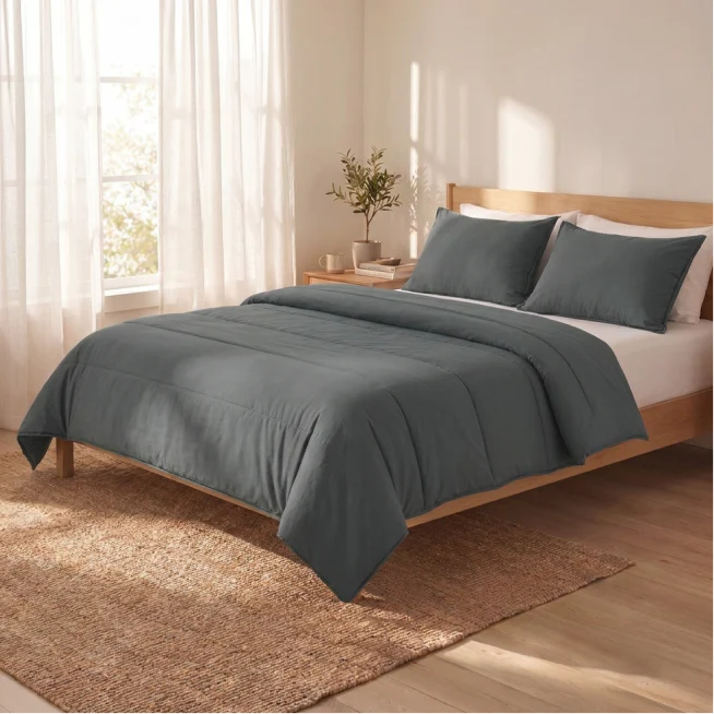 Zelesta Comfort Uni Sommerbettdecke - Steingrau - Image 3
