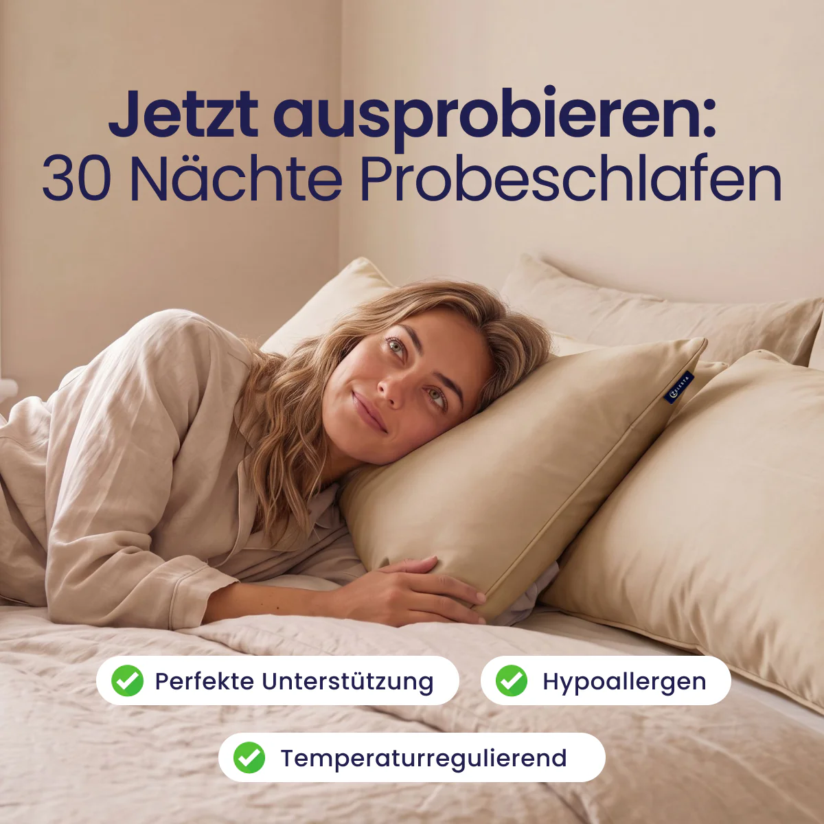 Zelesta Comfort Waschbares & Anpassbares Kopfkissen - Sandbeige - Image 6
