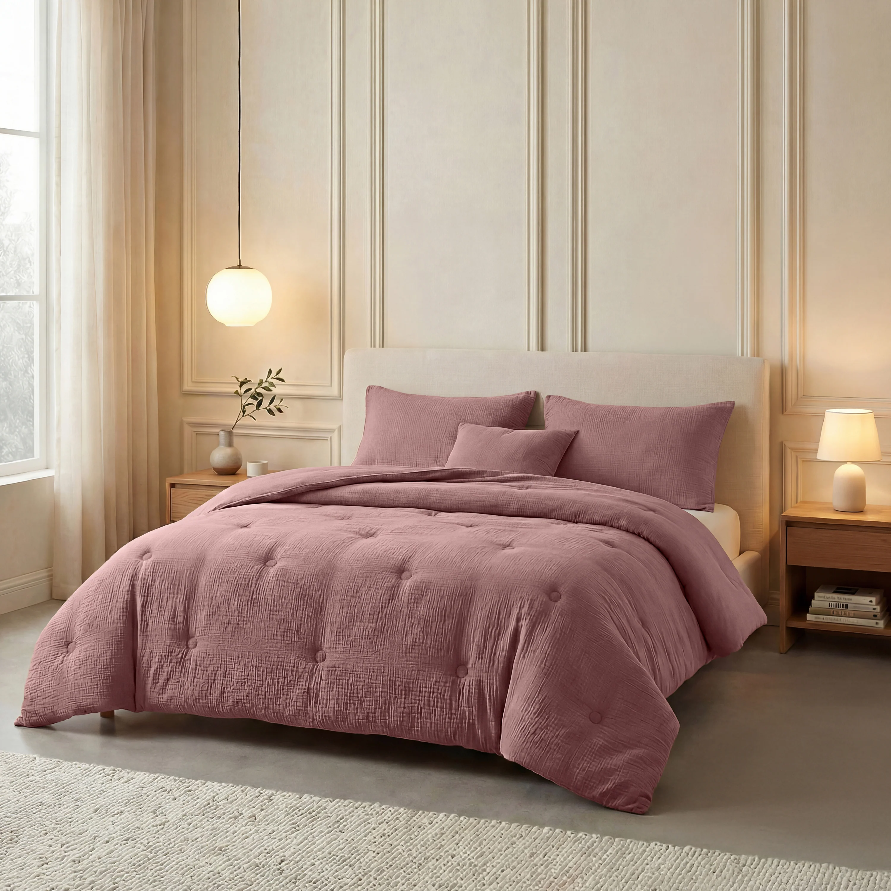 Zelesta Deluxe Musselin-Baumwolle Bettdecke - Altrosa - Image 3