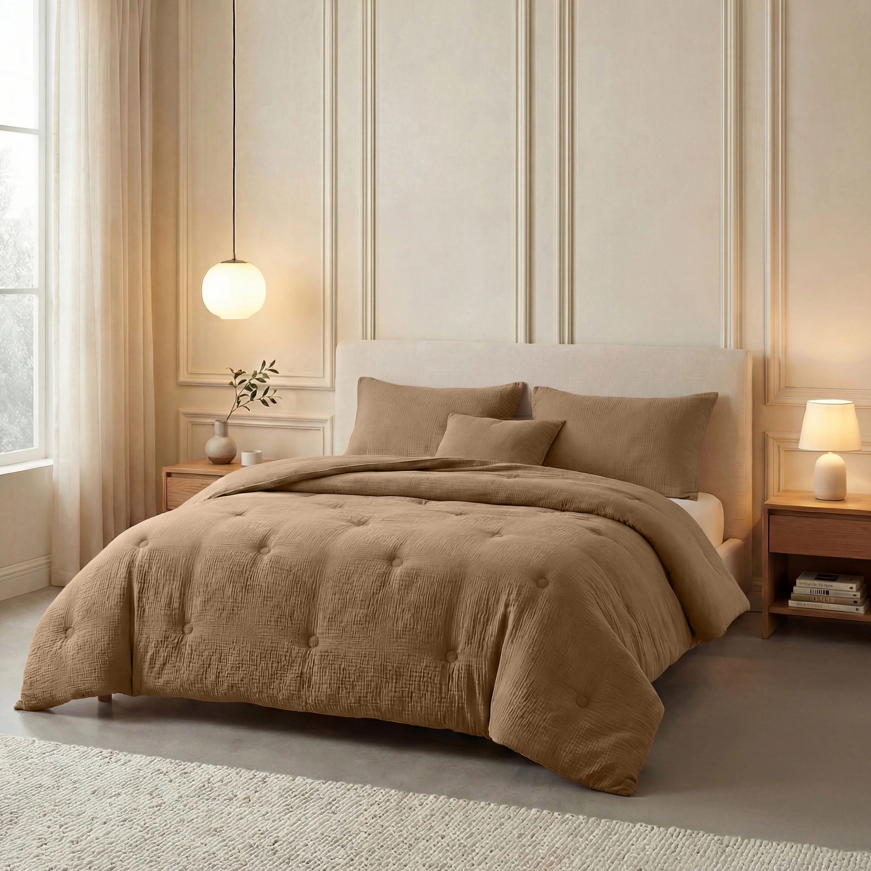 Zelesta Deluxe Musselin- Baumwolle Bettdecke - Braun - Image 3