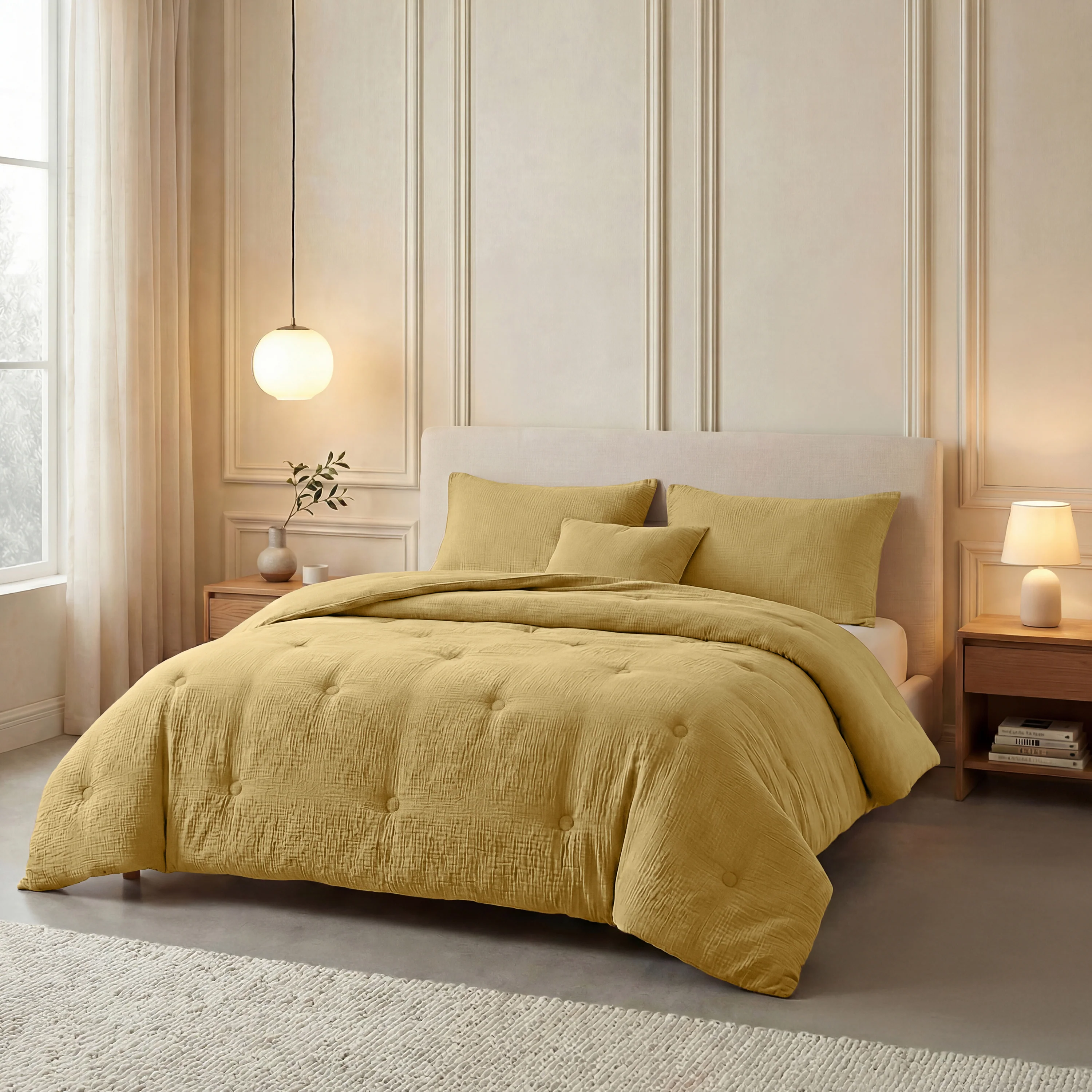 Zelesta Deluxe Musselin-Baumwolle Bettdecke - Ocker - Image 3