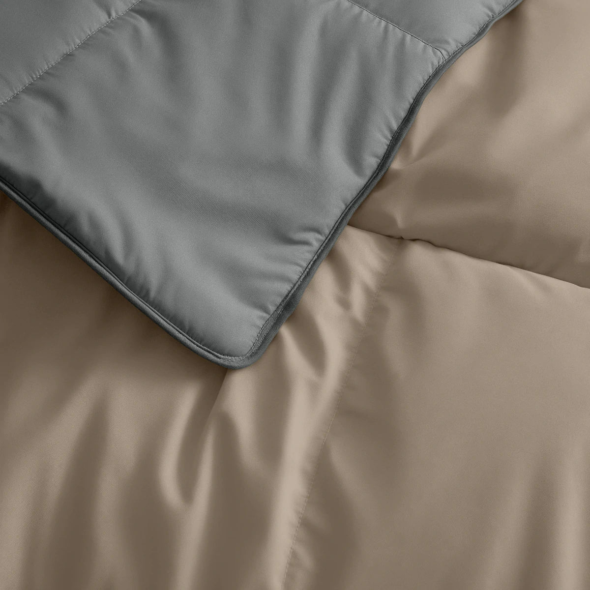 Zelesta Deluxe Duo Perkal-Baumwolle Sommerbettdecke - Anthrazit & Taupe - Image 4