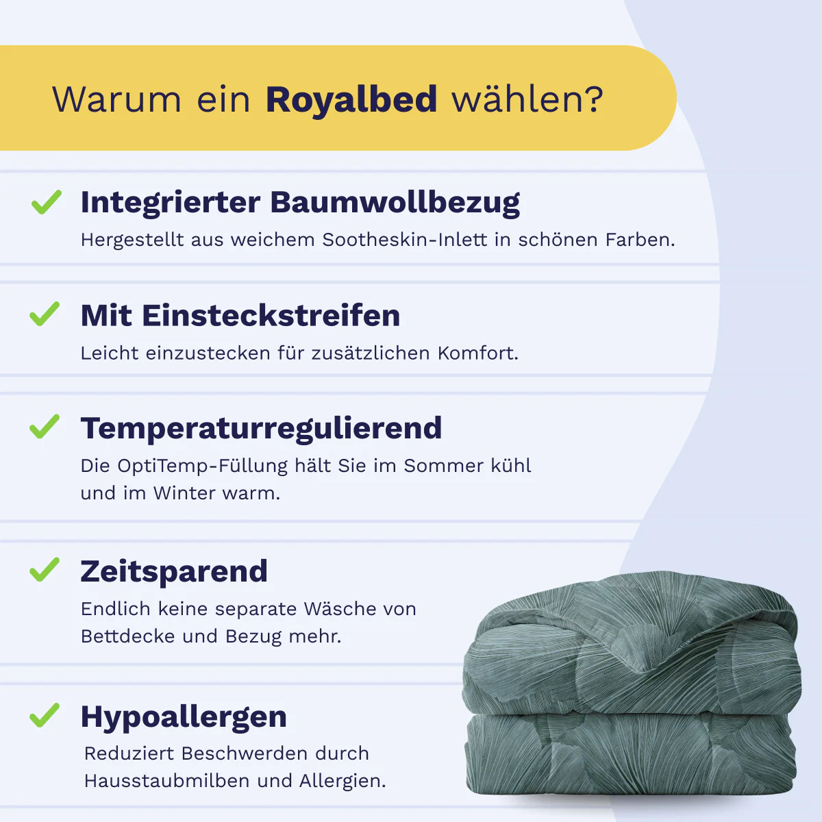 Zelesta Pure Design Baumwolle Bettdecke - Botanical Green - Image 8
