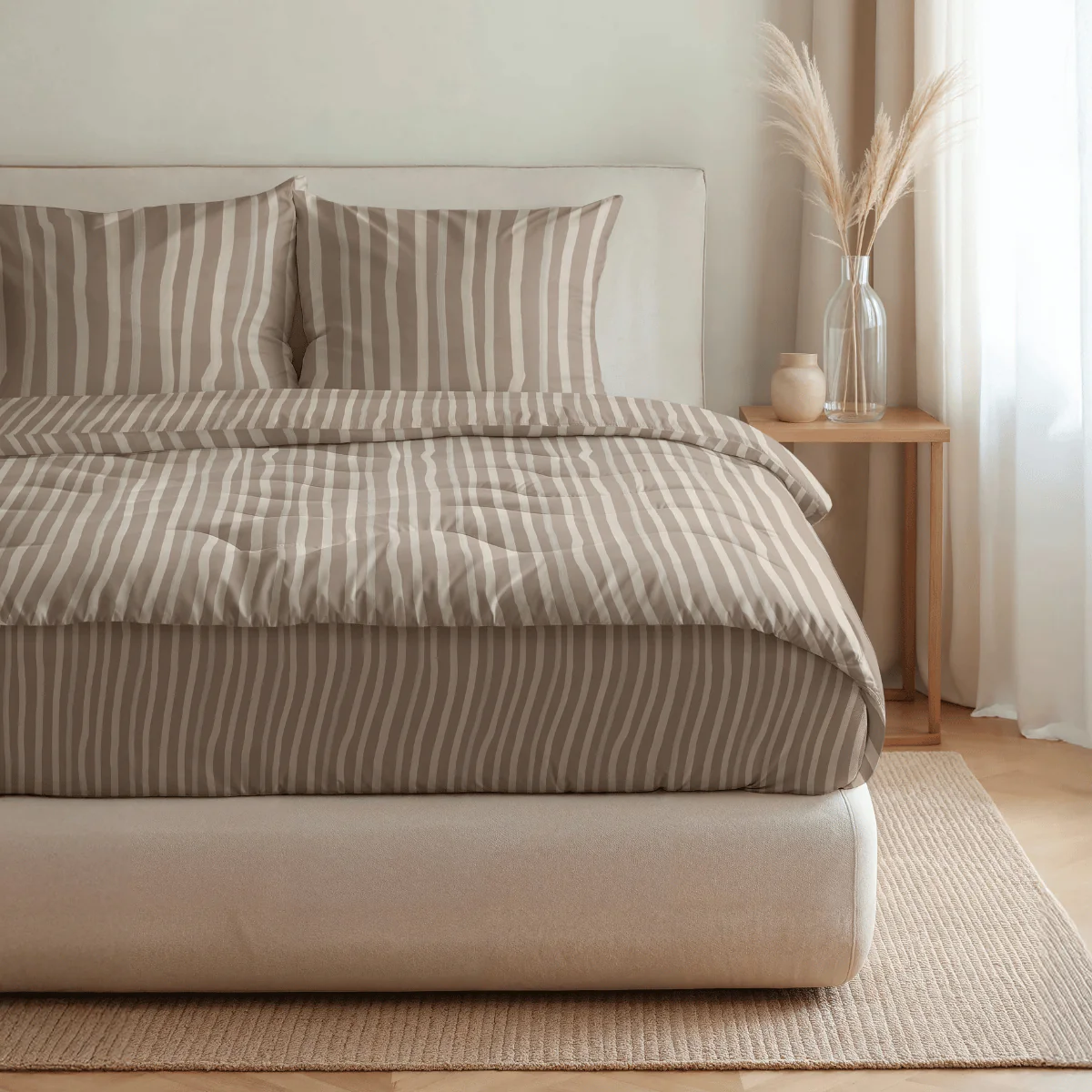 Zelesta Pure Design Baumwolle Bettdecke - Brown Stripes - Image 3