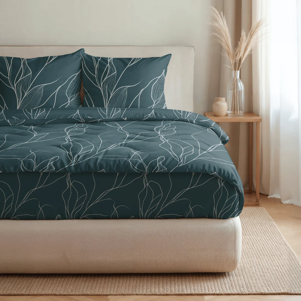 Zelesta Pure Design Baumwolle Bettdecke - White Leaves - Image 3