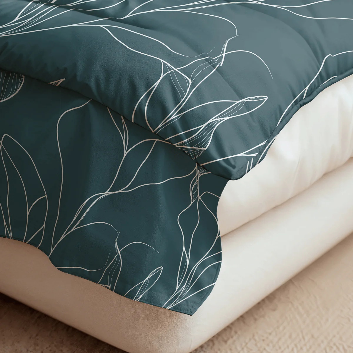 Zelesta Pure Design Baumwolle Bettdecke - White Leaves - Image 4