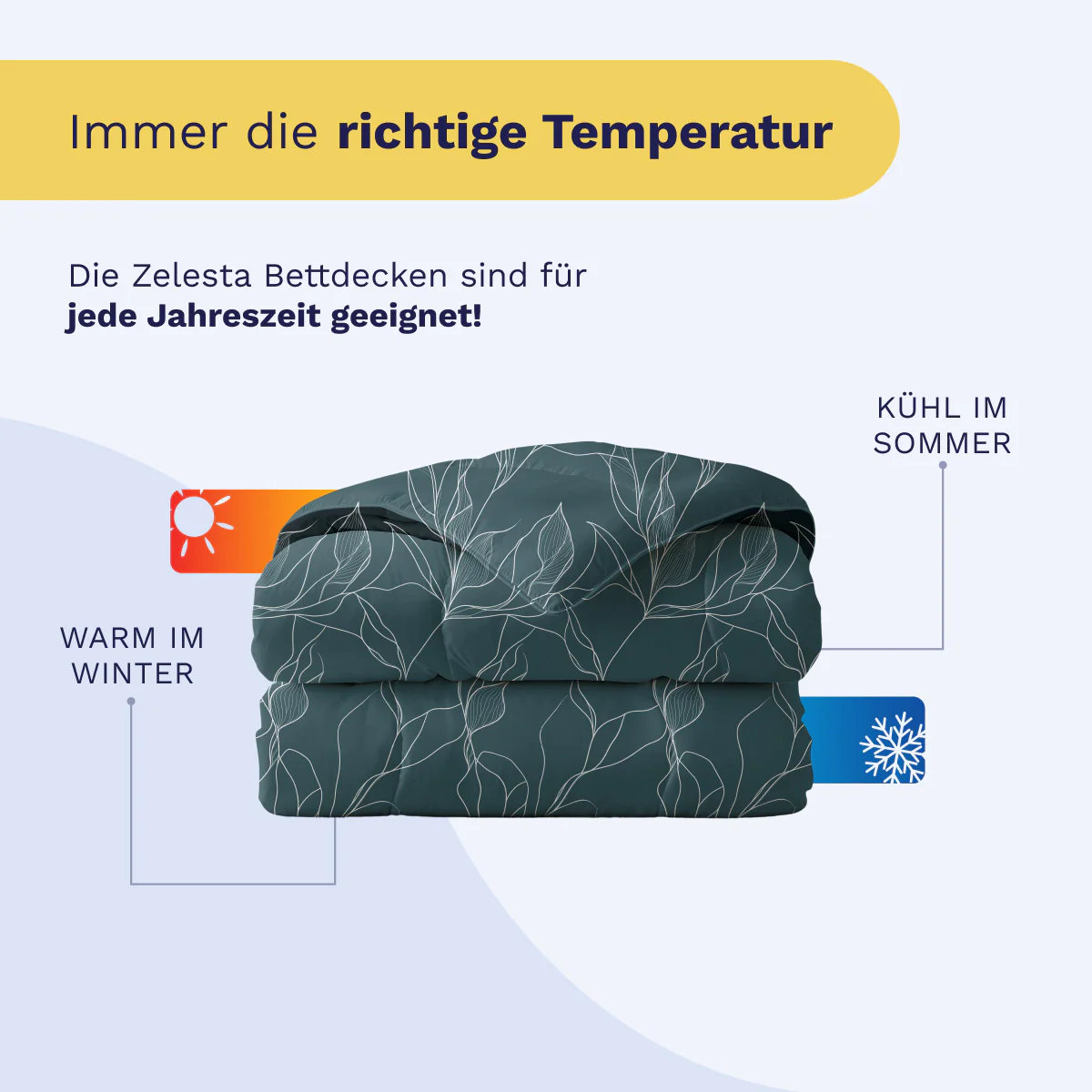 Zelesta Pure Design Baumwolle Bettdecke - White Leaves - Image 7