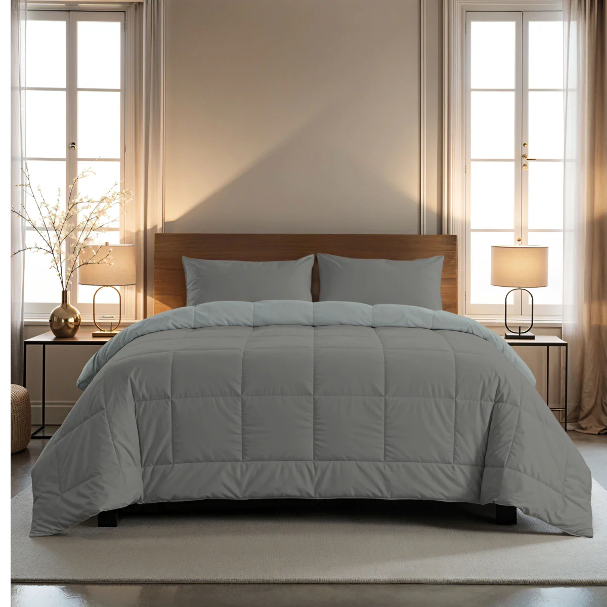Zelesta Pure Duo Baumwolle Bettdecke - Dunkelgrau & Hellgrau - Image 2