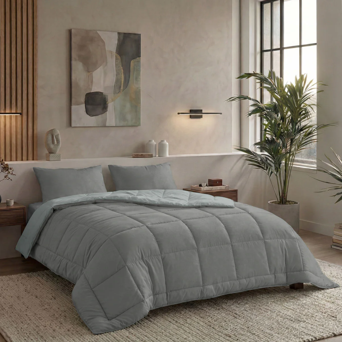 Zelesta Pure Duo Baumwolle Bettdecke - Dunkelgrau & Hellgrau - Image 3