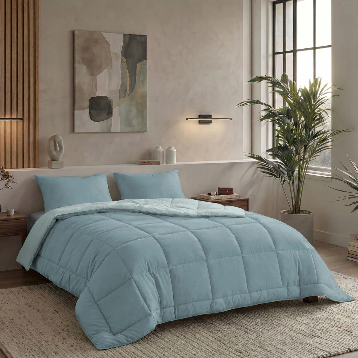 Zelesta Pure Duo Baumwolle Bettdecke - Graublau & Hellblau - Image 3