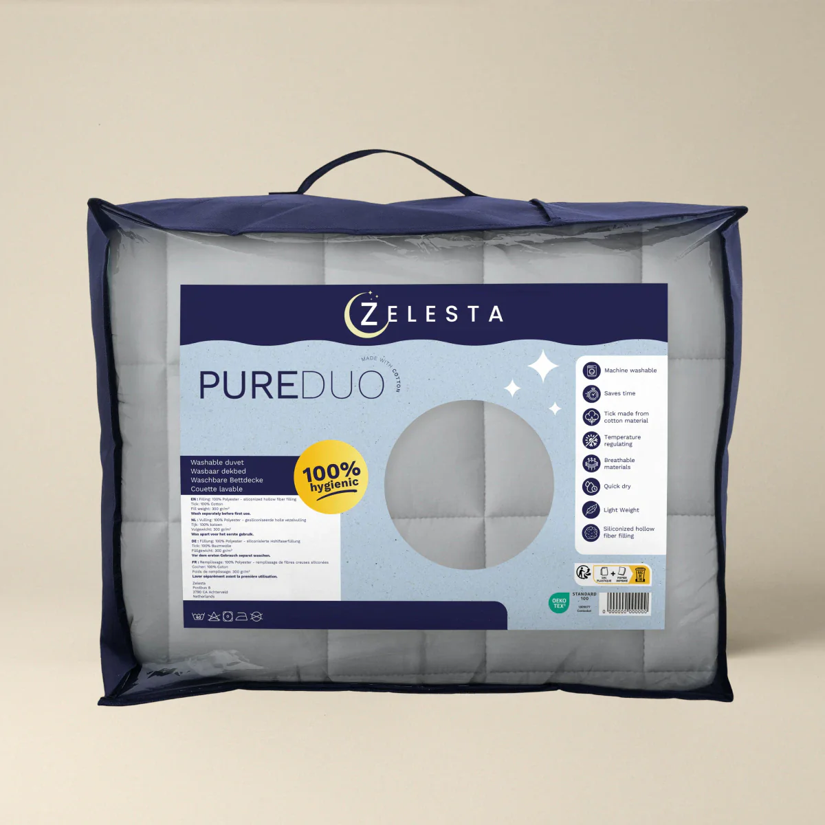 Zelesta Pure Duo Baumwolle Bettdecke - Hellgrau & Buttergelb - Image 7