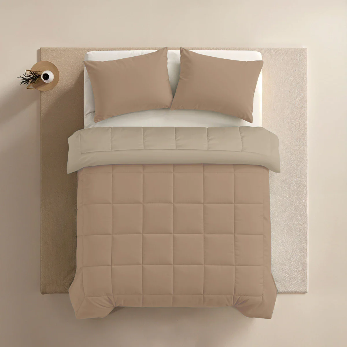 Zelesta Pure Duo Baumwolle Sommerbettdecke - Rosabraun & Betonbraun - Image 4