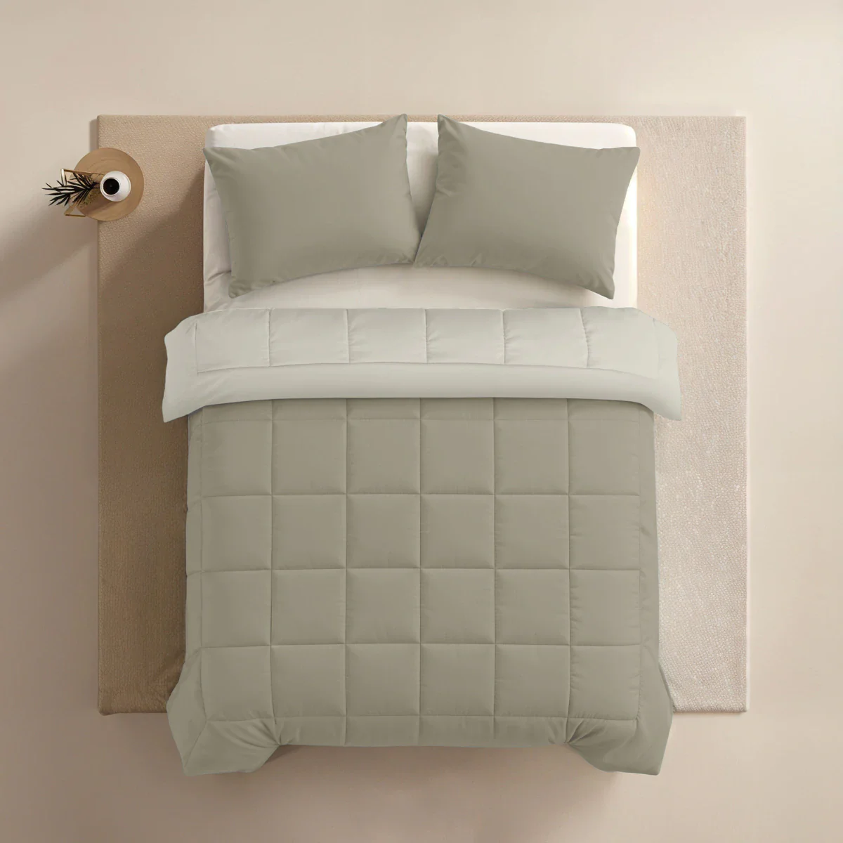 Zelesta Pure Duo Baumwolle Bettdecke - Warmgrau & Cremeweiß - Image 4