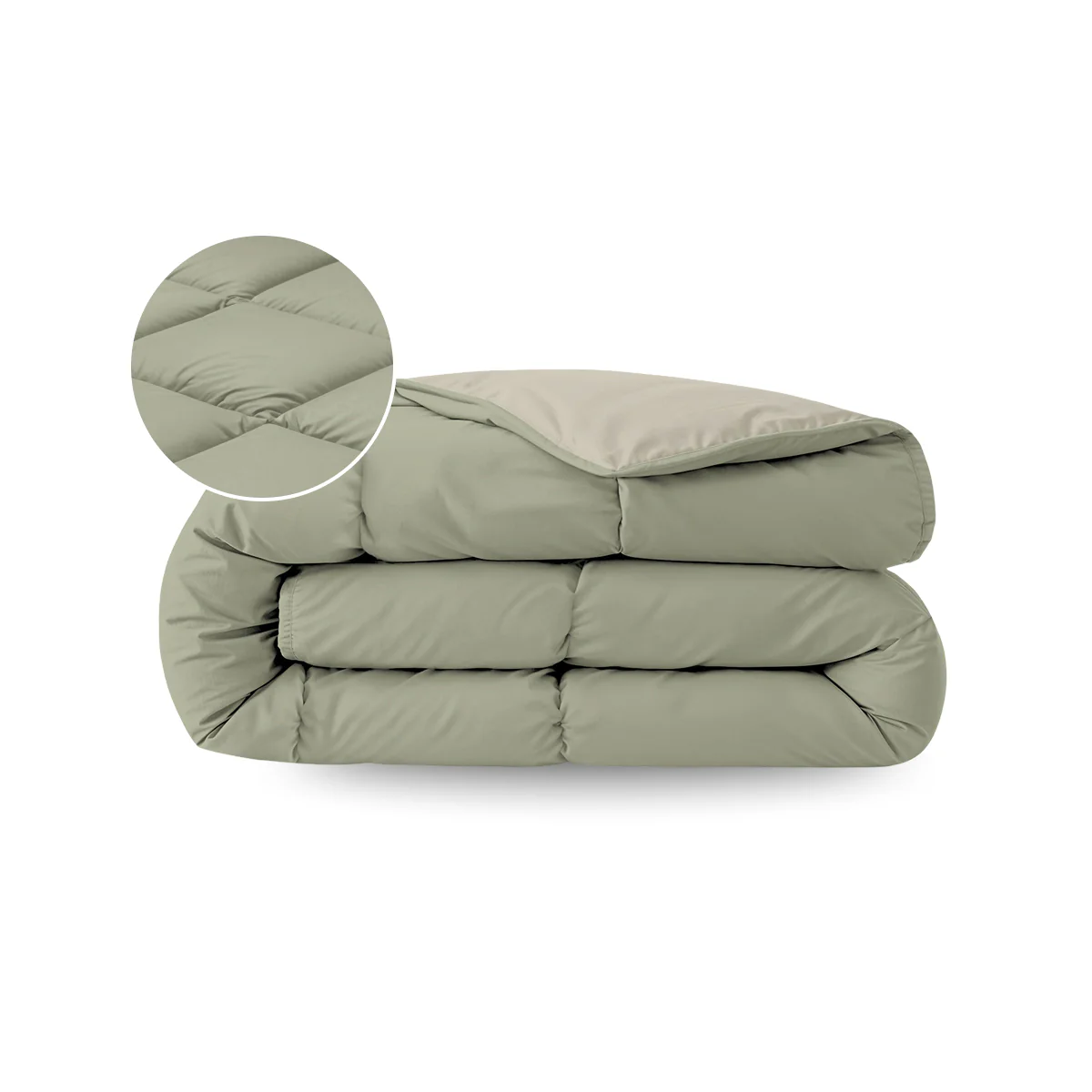 Zelesta Pure Duo Baumwolle Sommerbettdecke - Graugrün & Zartes Graugrün