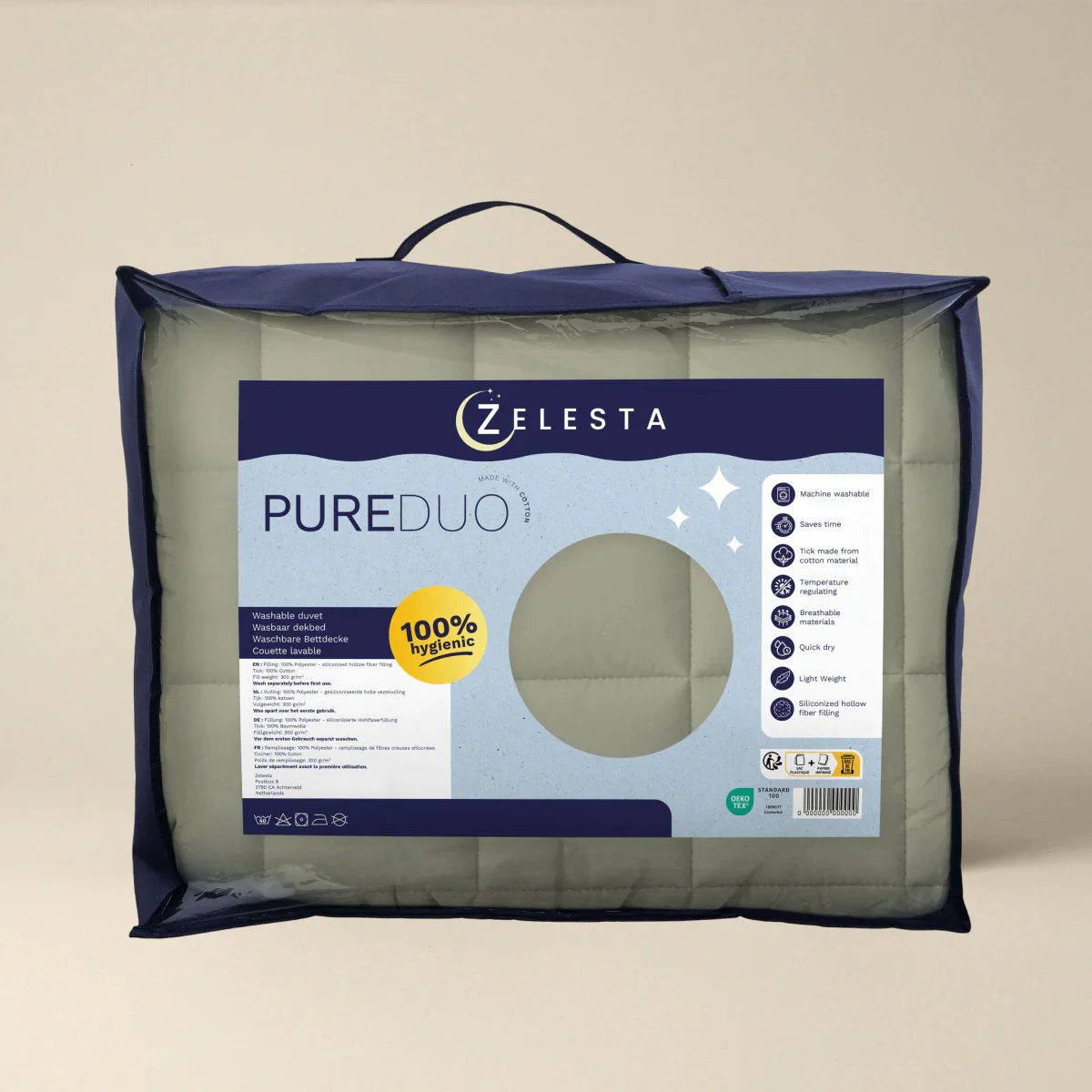 Zelesta Pure Duo Baumwolle Sommerbettdecke - Graugrün & Zartes Graugrün - Image 7