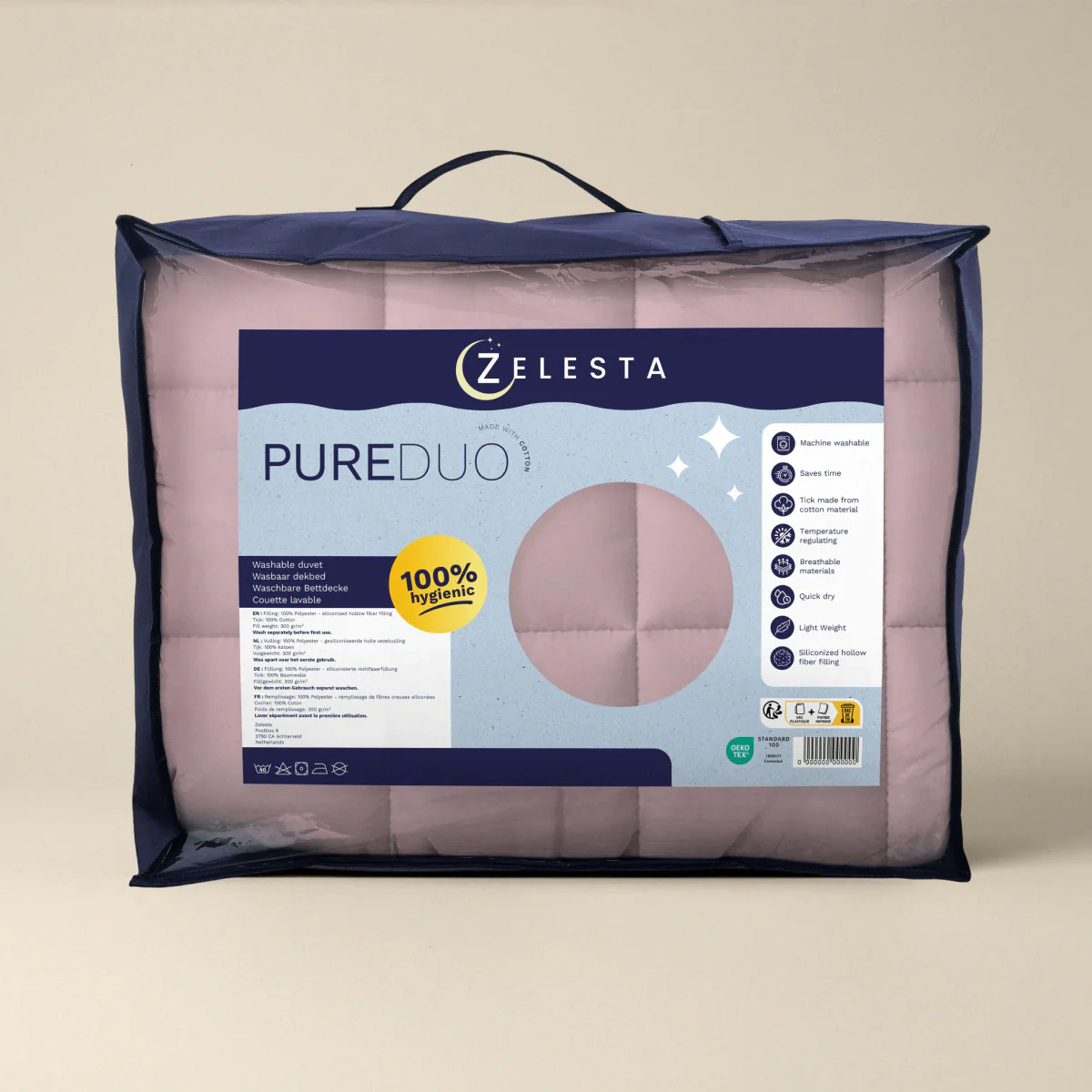 Zelesta Pure Duo Baumwolle Sommerbettdecke - Zartes Lila & Zartrosa - Image 7