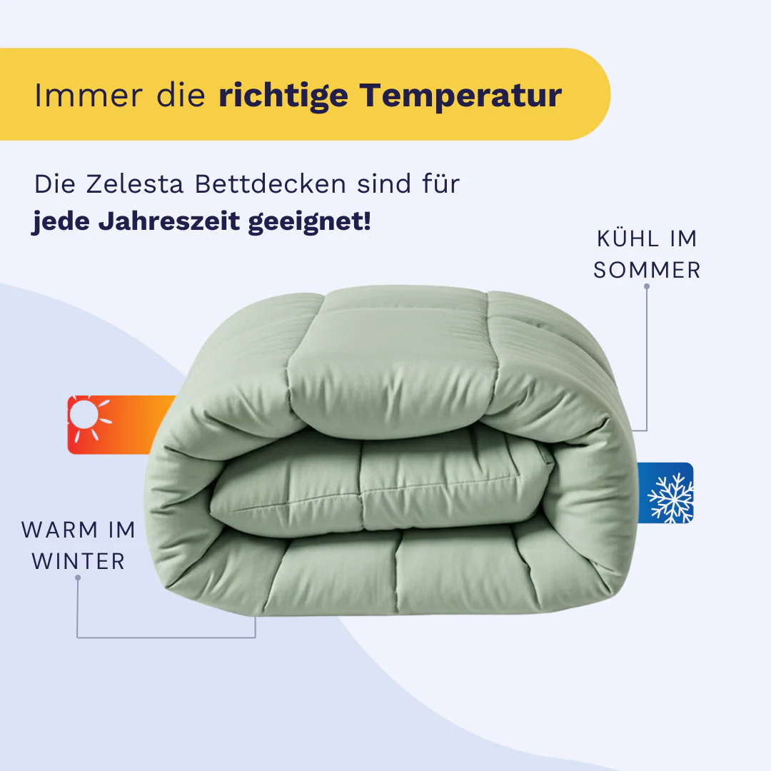 Zelesta Pure Uni Baumwolle Bettdecke - Natural Green - Image 4