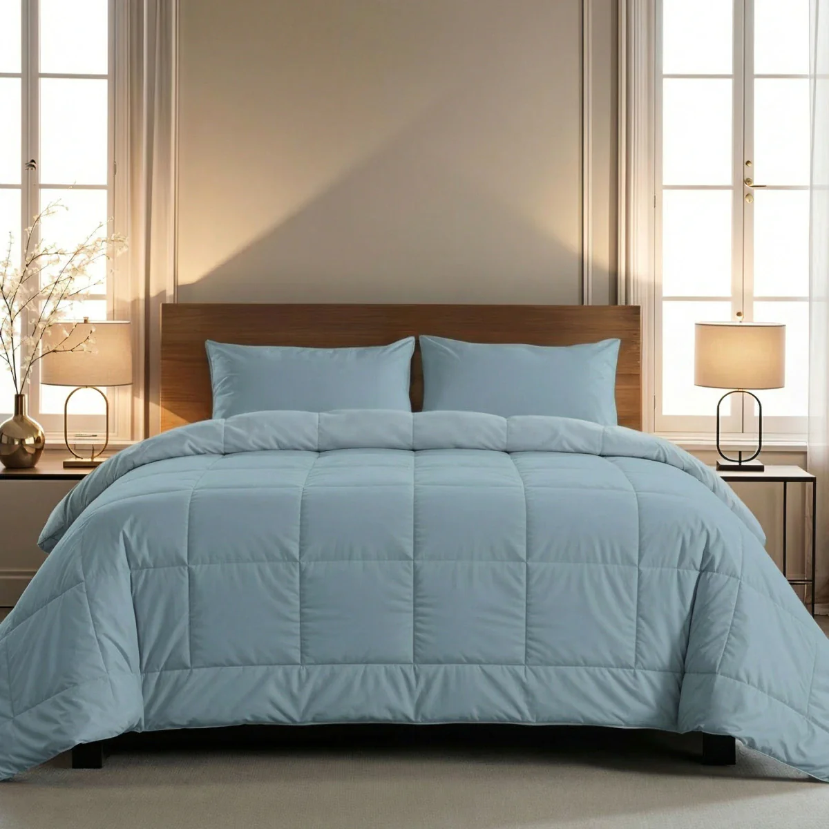 Zelesta Pure Uni Baumwolle Bettdecke - Pastellblau - Image 2