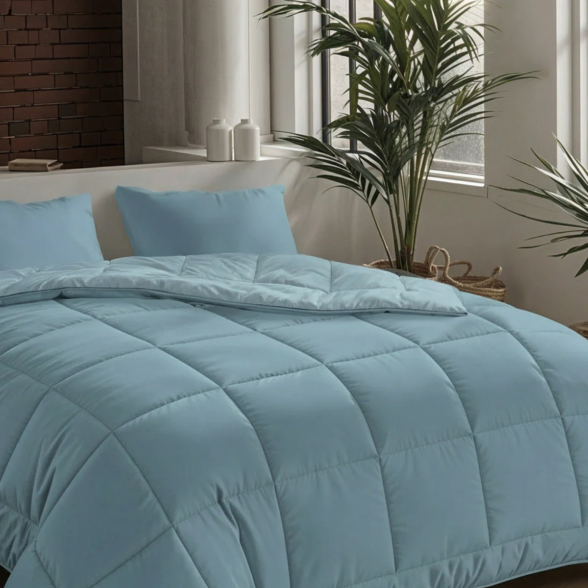 Zelesta Pure Uni Baumwolle Bettdecke - Pastellblau - Image 3
