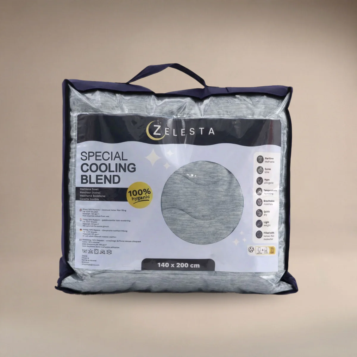 Zelesta Special Cooling Blend Sommerbettdecke - Warmes Leinen-Grau - Image 7