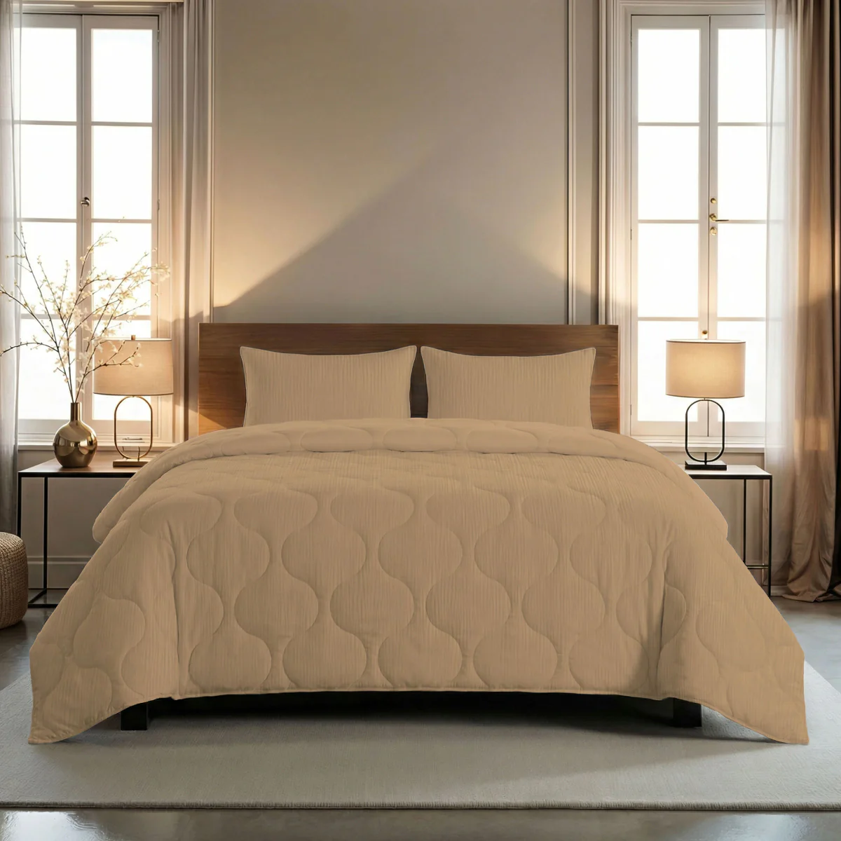 Zelesta Special Musselin Sommerbettdecke - Warmes sanftes Beige - Image 3