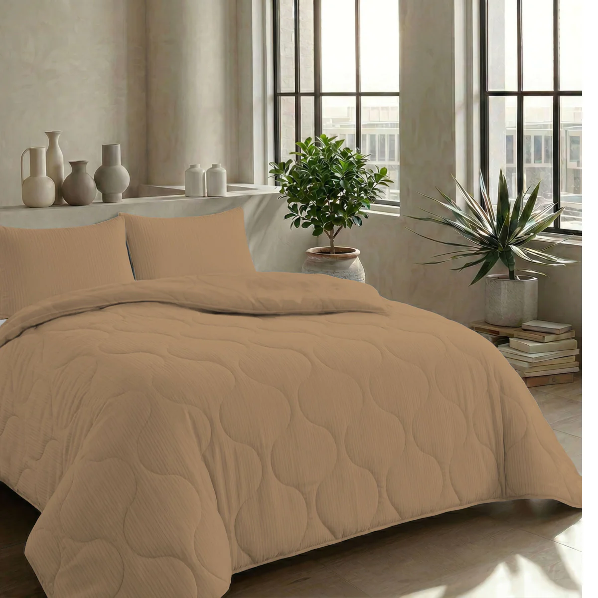 Zelesta Special Musselin Sommerbettdecke - Warmes sanftes Beige - Image 4