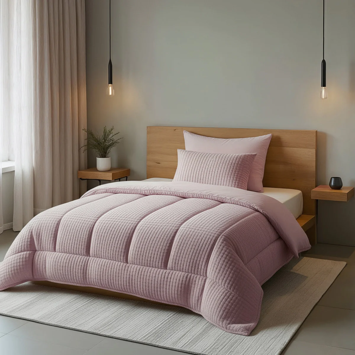 Zelesta Special Teddy Check Bettdecke - Altrosa - Image 3
