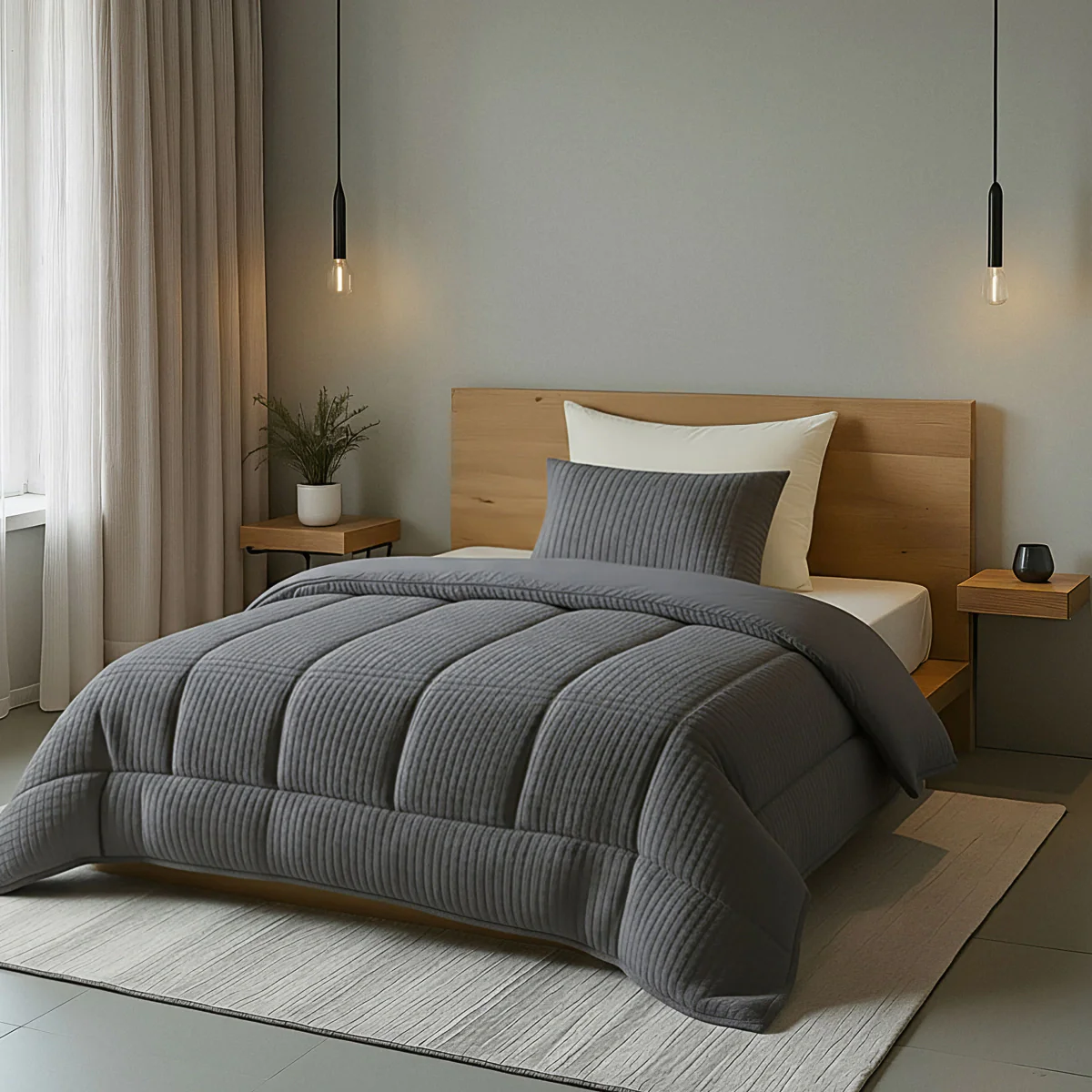 Zelesta Special Teddy Check Bettdecke - Anthrazit - Image 3