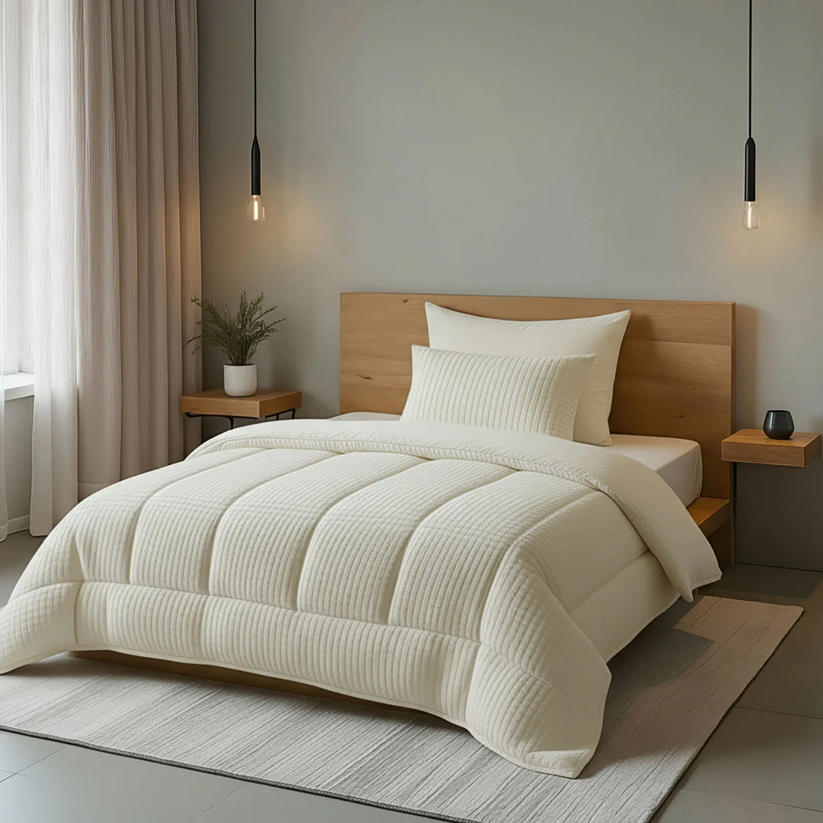 Zelesta Special Teddy Check Bettdecke - Creme - Image 3