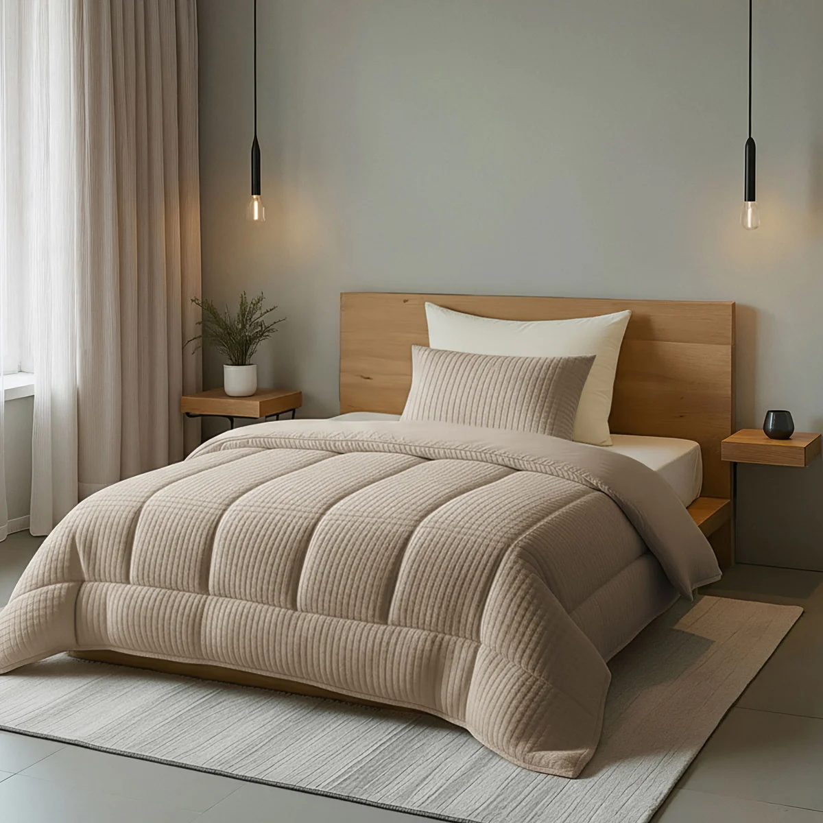 Zelesta Special Teddy Check Bettdecke - Taupe - Image 3