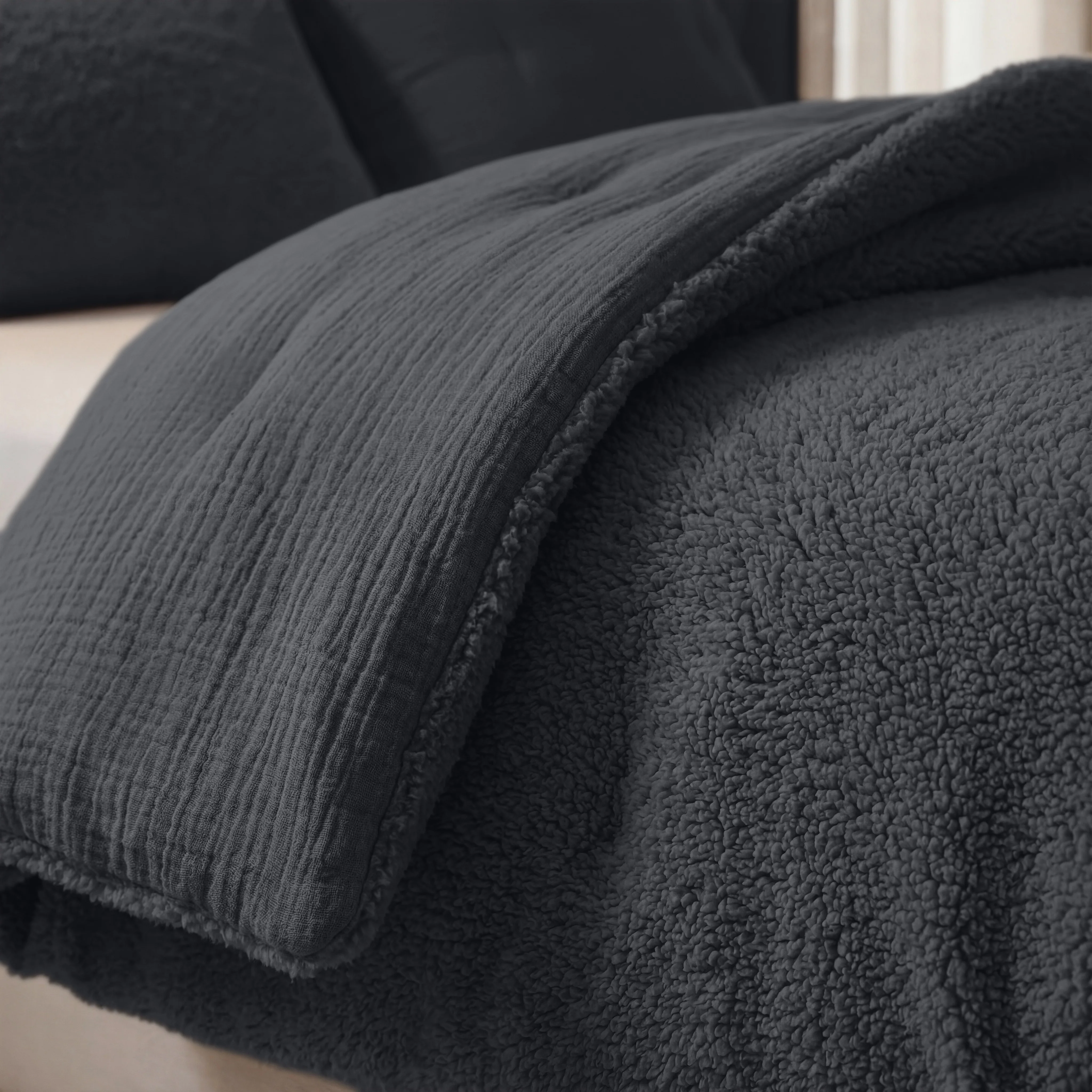Zelesta Teddy Baumwolle Musselin - Anthracite - Image 4