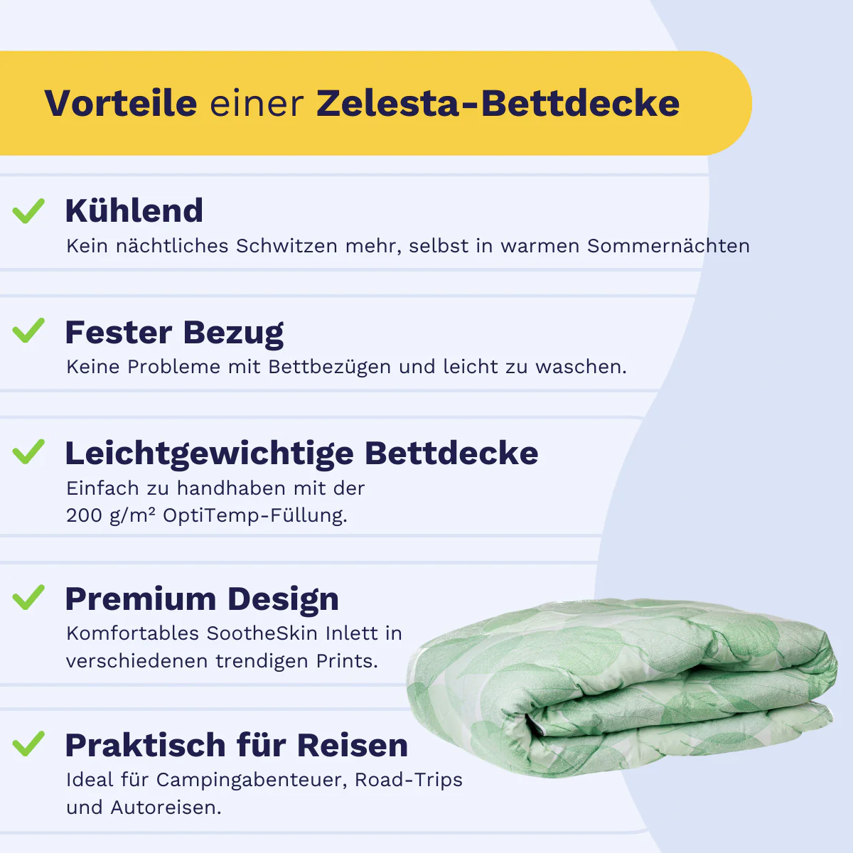 Zelesta Comfort Design Sommerbettdecke - Fresh Leaf - Image 4