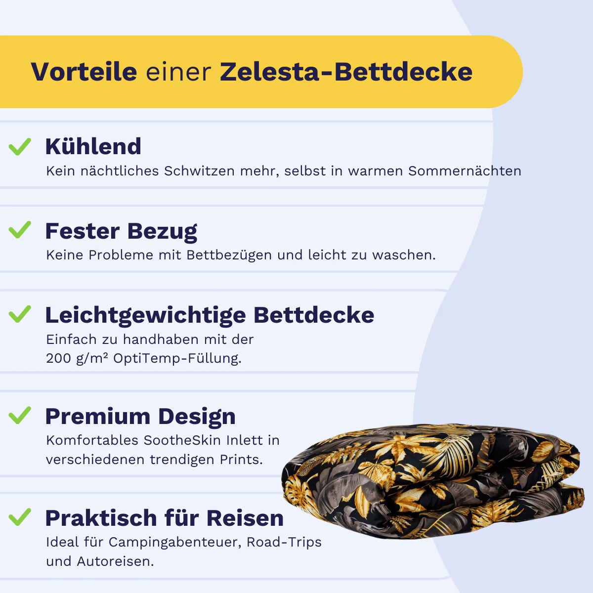 Zelesta Comfort Design Sommerbettdecke - Golden Leaves - Image 4