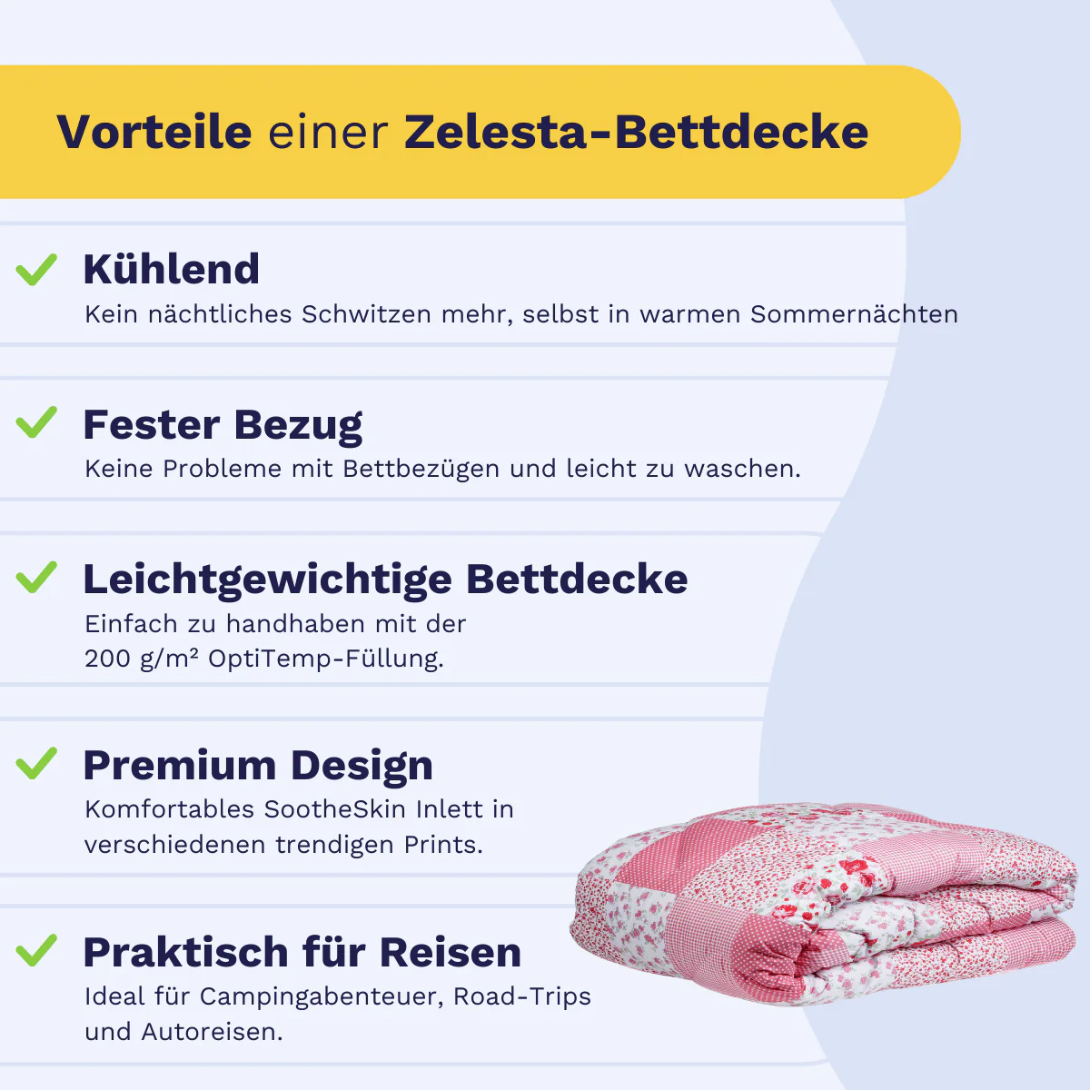 Zelesta Comfort Design Sommerbettdecke - Patchwork pink - Image 4