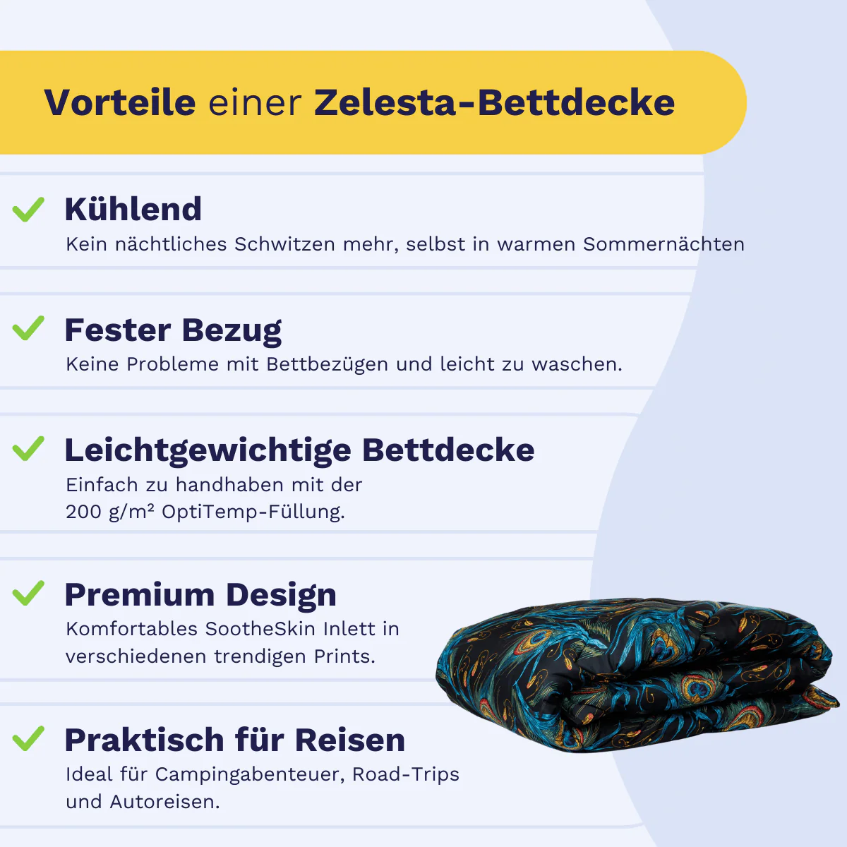 Zelesta Comfort Design Sommerbettdecke - Peacock Feathers - Image 4