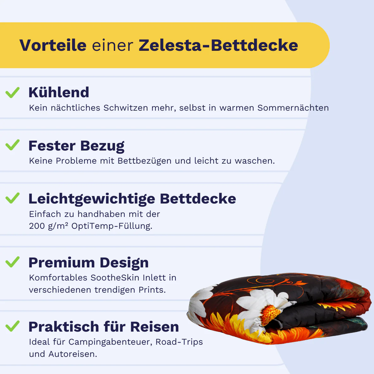 Zelesta Comfort Design Sommerbettdecke - Summer Flowers - Image 4