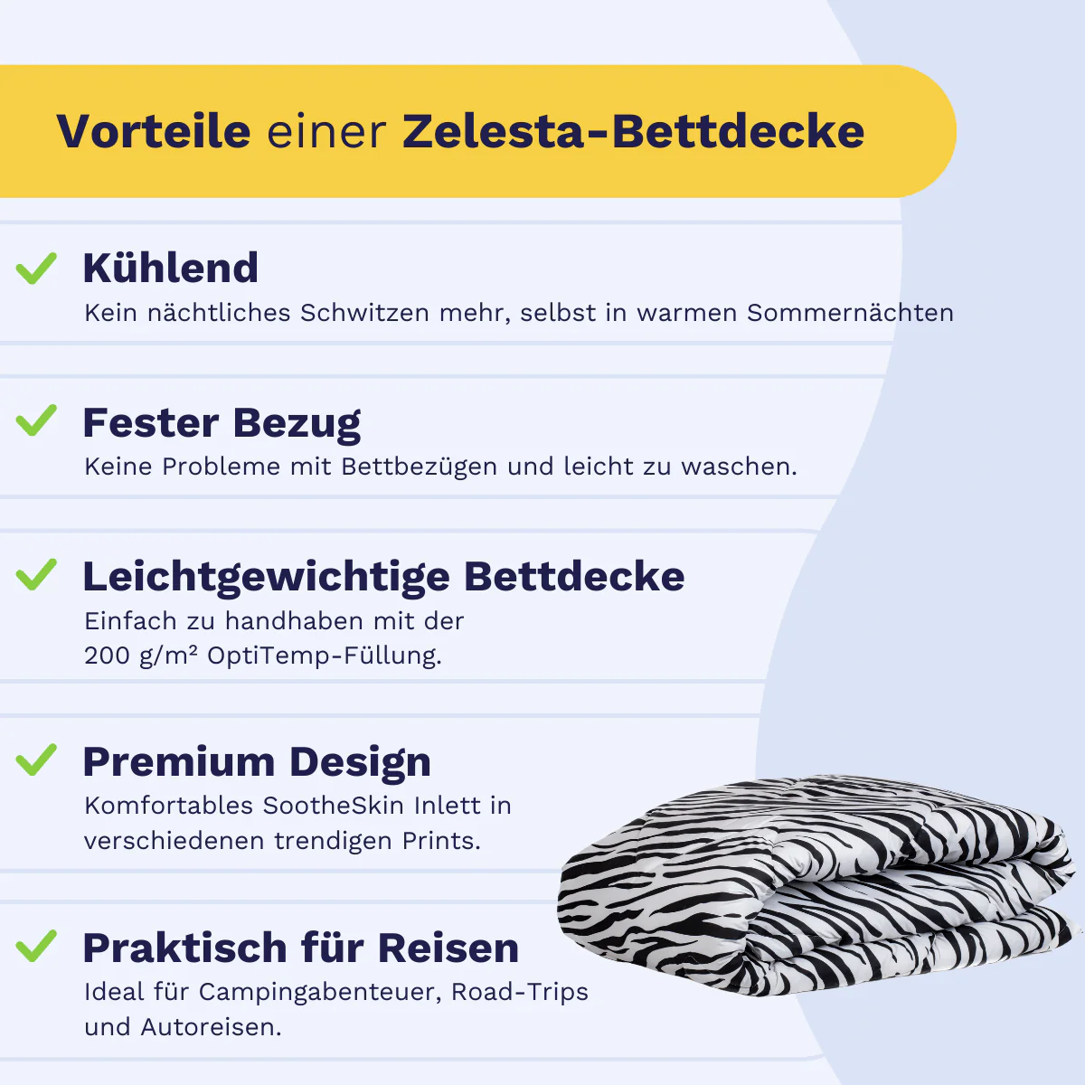 Zelesta Comfort Design Sommerbettdecke - Zebra Skin - Image 4